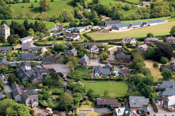 An aerial view of a rural community.