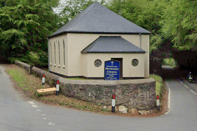 The wall around Brendon Hill Methodist Chapel into which Paul Radford crashed his car.