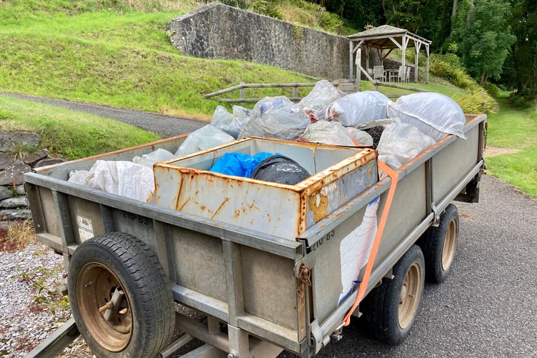A haul of ocean debris collected by Plastic Free Exmoor volunteers filled this national park rangers' trailer.