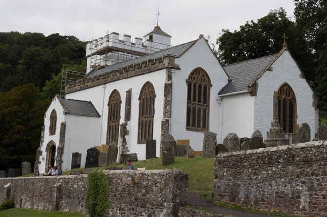 The white church of Seaworthy, on Exmoor.
