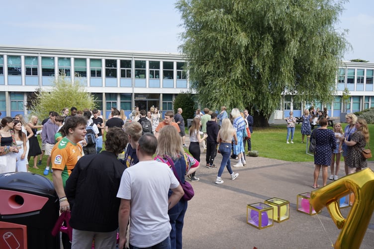 Leavers at Richard Huish College receive the A-Level and vocational results.