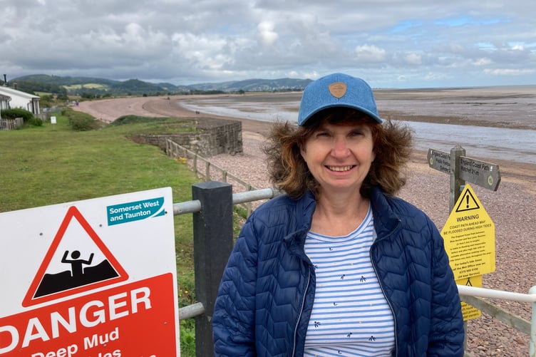 Judy Mapledoram at the Blue Anchor end of the Steam Coast Trail