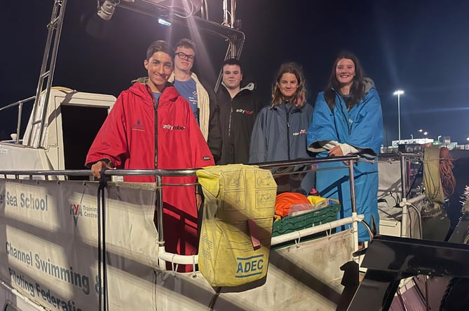 A teenage team of keen swimmers crossed the Channel in quick time to raise money for Wivey pool 