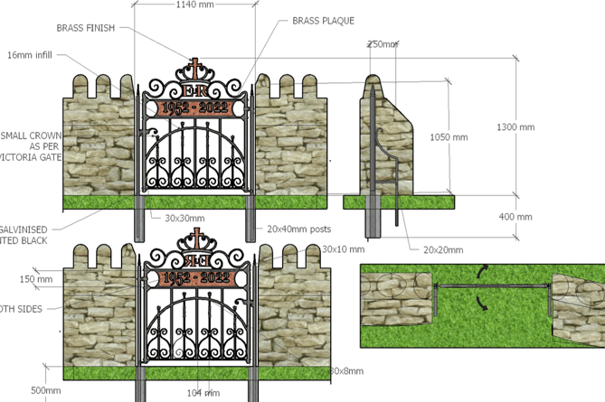 The design of Bicknoller's Queen Elizabeth II Memorial Gate.