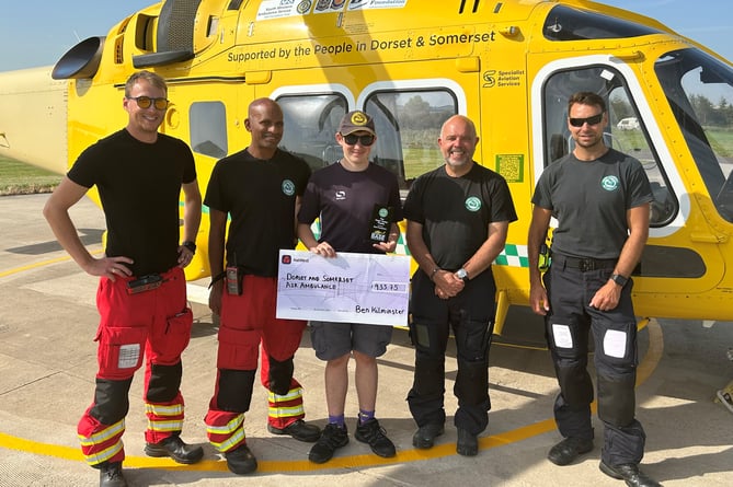 Ben Kilminster with members of the Dorset and Somerset Air Ambulance crew.