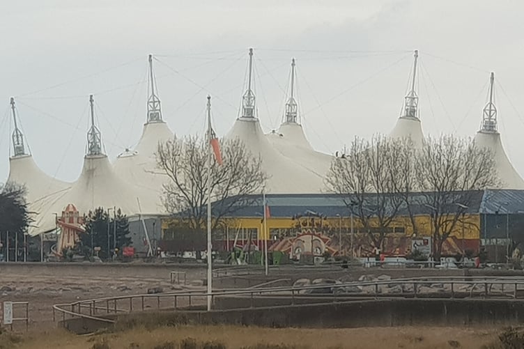 Butlin's holiday resort, in Minehead, which has been forced to close for four days because of flood damage.