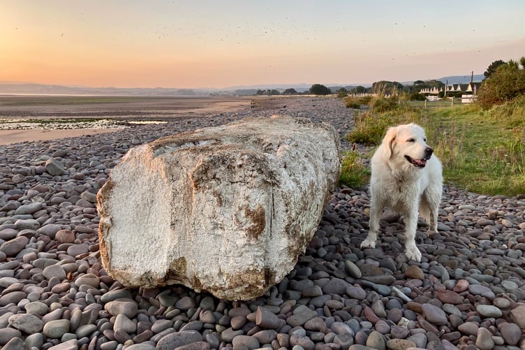 A giant piece of polystyrene found washed up on the beach in Dunster.