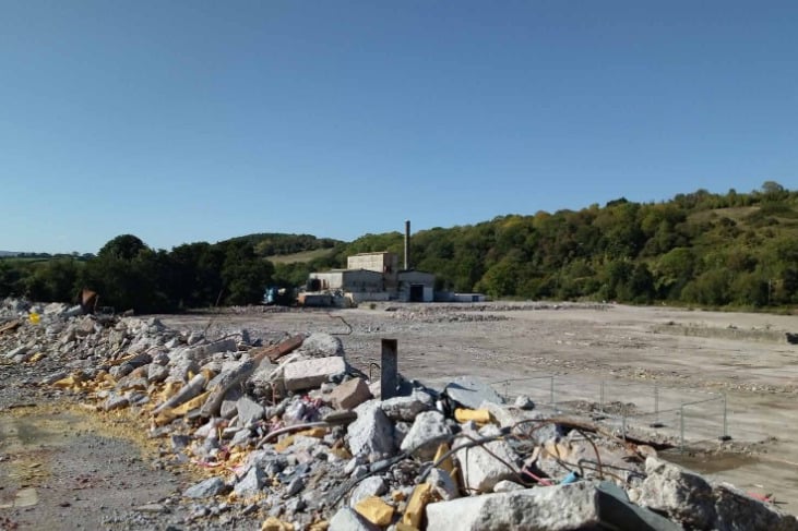 Another view of the empty Watchet paper mill site.