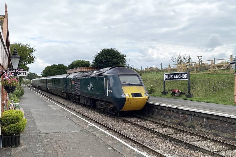 A Great Western Railways high speed train at Blue Anchor last weekend.