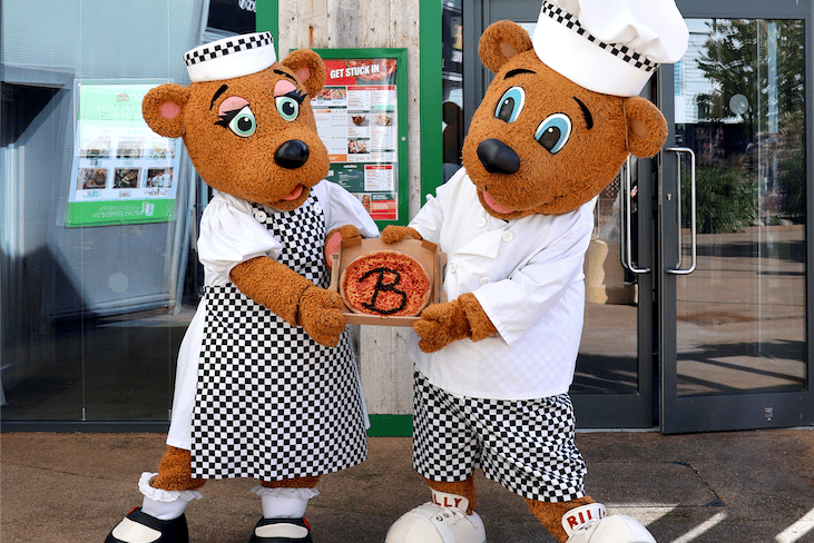 Billy and Bonnie Bear were on hand to celebrate the opening of Europe's first Papa Johns buffet restaurant in Butlin's Minehead.