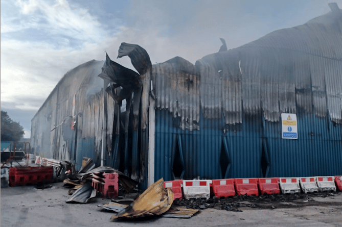 Fire damage can clearly be seen at the Taunton recycling centre.