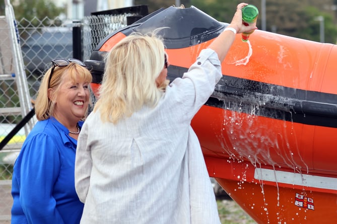 Minehead RNLI's Atlantic Class Lifeboat B-939 is officially named Penny II byTheresa Hobbs and Jane Cunnington-Phillips, nieces of benefactor Charles Henry Jones.