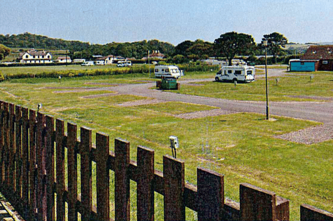 A view of Home Farm caravan park, Blue Anchor.
