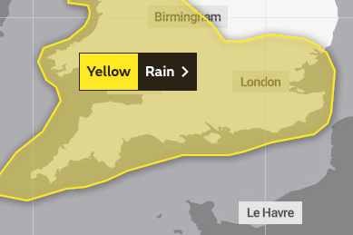 Residents have been warned to expect heavy rain