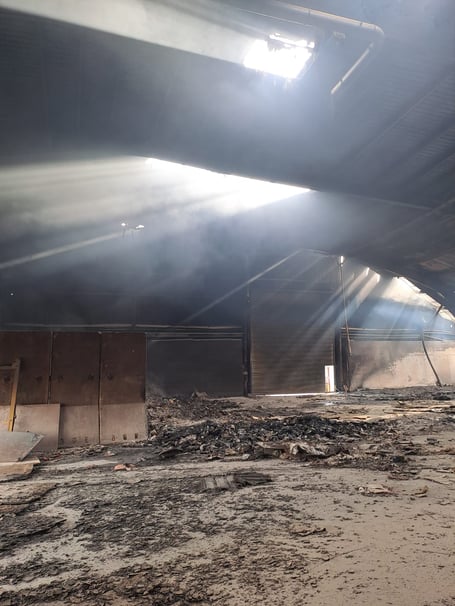 The damaged materials recovery facility at Taunton recycling centre.