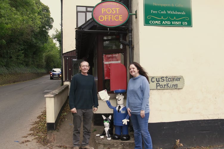 Neil Scofield and Caroline Cook, who have saved Post Offices in Washford (pictured), Kilve, and Wheddon Cross.