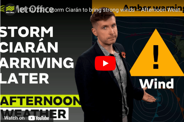 The Met Office has issued warnings about Storm Ciaran.