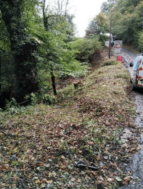 Vegetation clearance has been carried out on the B3224 at Roundwaters ahead of a four-month closure for embankment repairs.