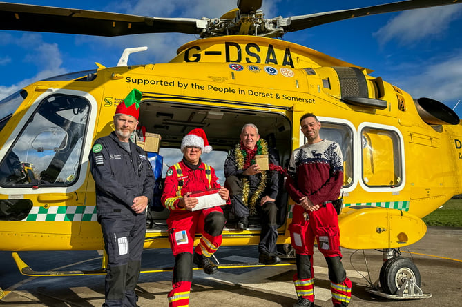 The crew of the Dorset and Somerset Air Ambulance getting into festive mood.
