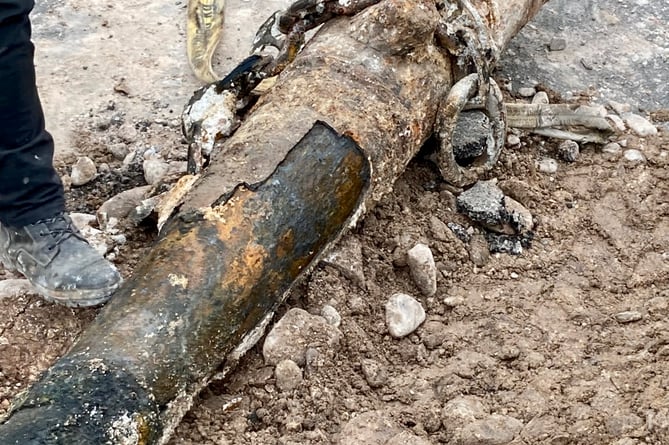 The decaying condition can clearly be seen of one of the cannons unearthed from the quay.