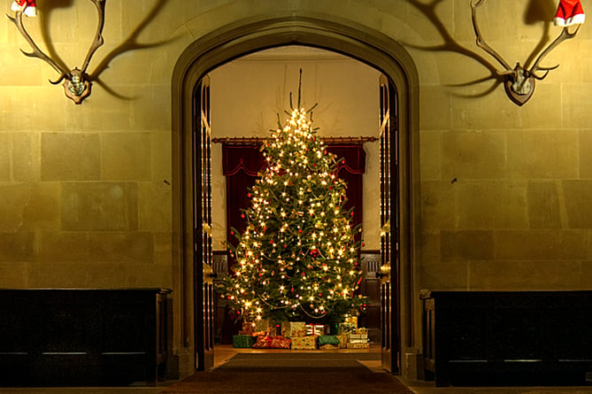 An 11-foot Christmas tree awaits visitors to Dunster Castle.