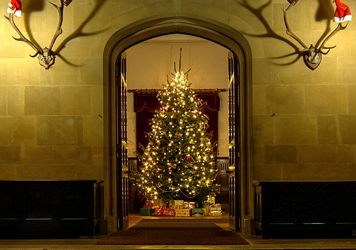 An 11-foot Christmas tree awaits visitors to Dunster Castle.