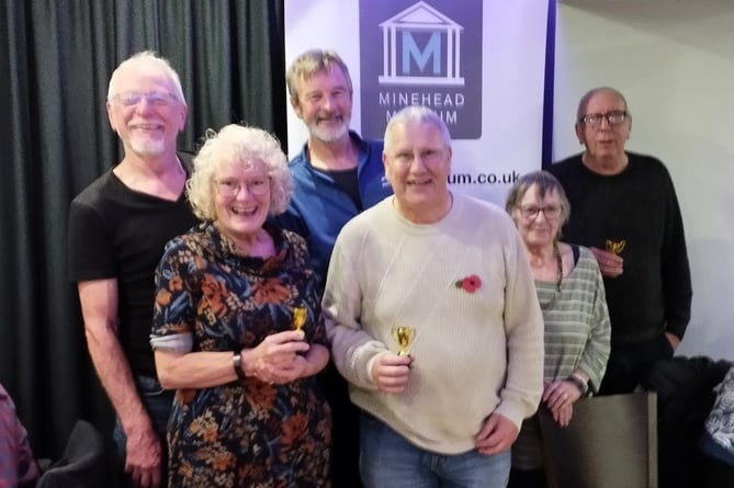 Minehead Museum The winning 612s quiz team (left to right) Fred Groves, Judith Groves, Paddy O’Sullivan, Mervyn Hillier, Sue Knight, and Bill Gillis.