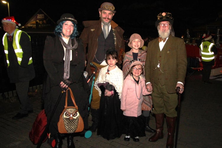 The Gardener family, from Porlock, entered into the spirit of Minehead's Victorian-themed Christmas lights switch-on.