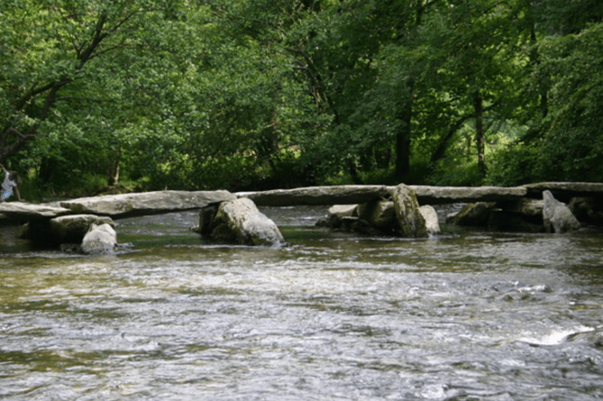 The Tarr Steps on a quiet day.