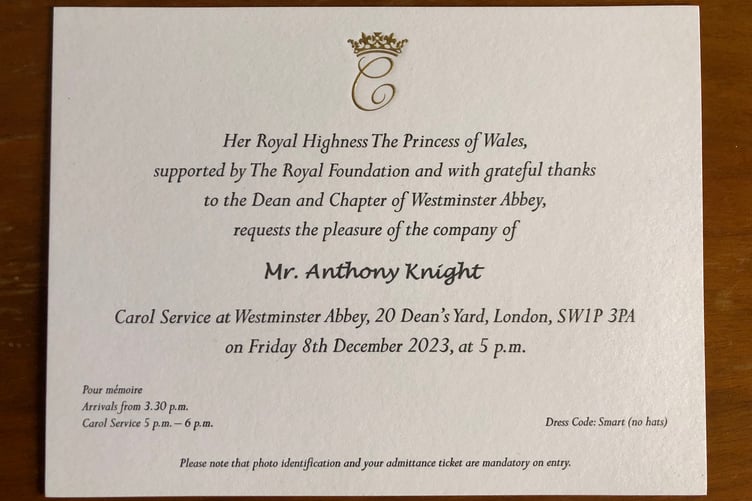 Anthony Knight's Royal carol service invitation.