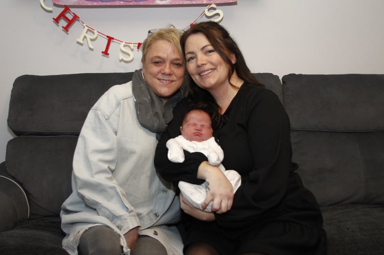 Baby Amelia with mum Leanne Tighe and proud nan Jodie Slater.