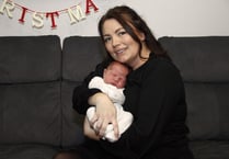 Baby Amelia born under mum's Christmas tree