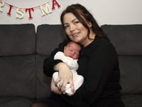 Baby Amelia born under mum's Christmas tree
