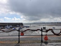 A partly cloudy day with a slight chance of rain