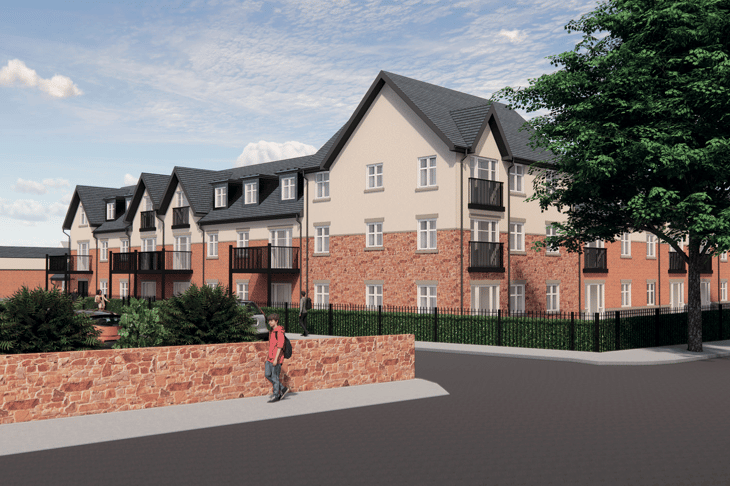 A computer generated view from Summerland Avenue of the proposed McCarthy and Stone retirement development in Minehead.
