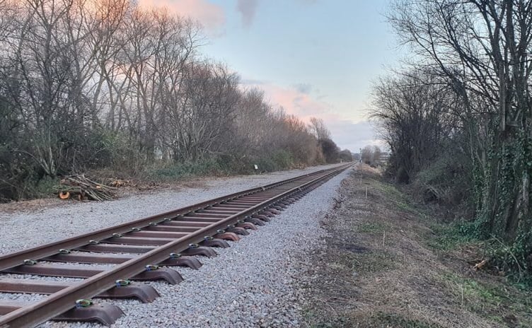 Ballast which has been laid alongside the West Somerset Railway track.