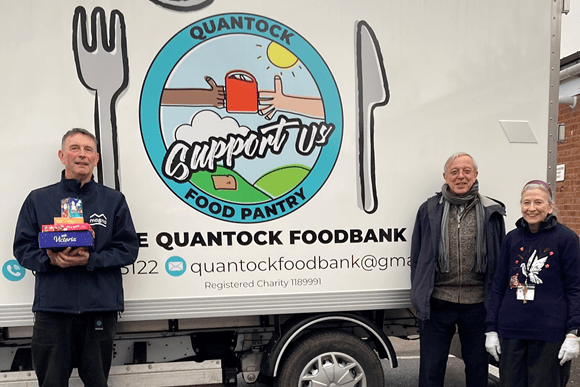 Neil Bliss, John Irven and Marlene Mason from Quantock Foodbank.