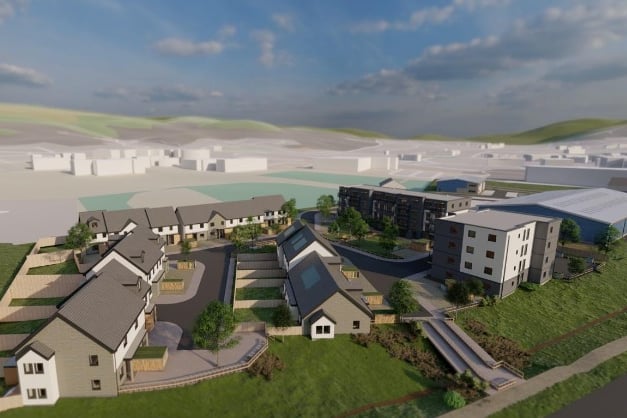 A computer-generated image of how Minehead's Rainbow Way housing estate will look.
