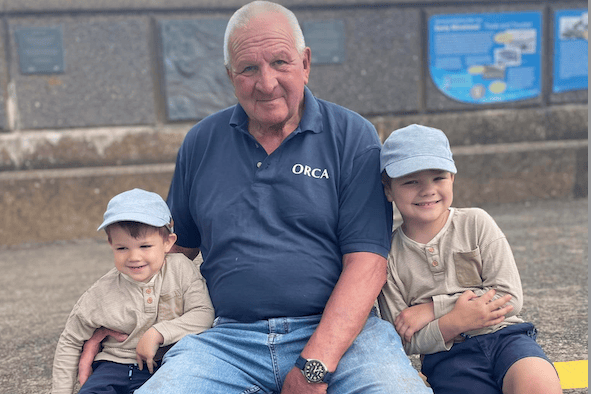 Albert Hartgen with grandsons Bodhi (left) and Corey at Minehead Harbour.