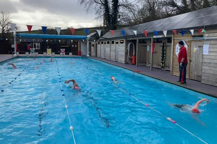 Festive season lane swimming in Wivey Pool, Wiveliscombe.