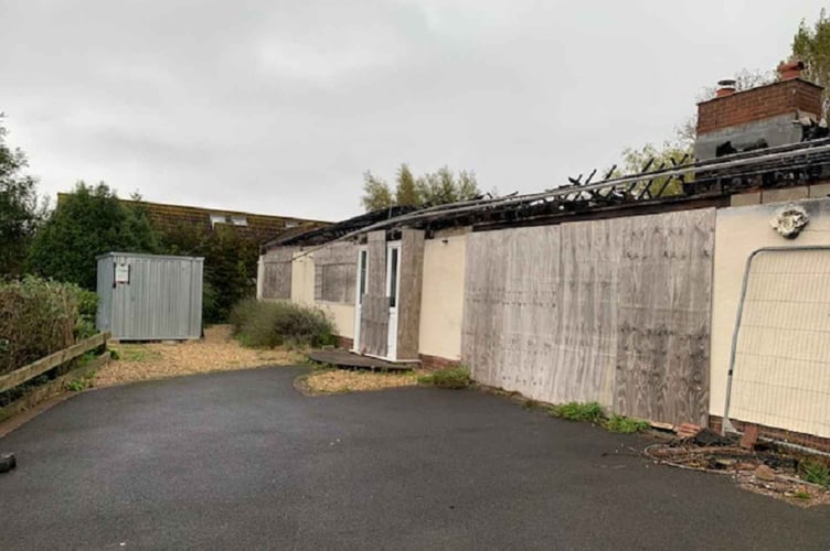 The boarded up Five Bells, Williton, bungalow destroyed in a 2022 fire.