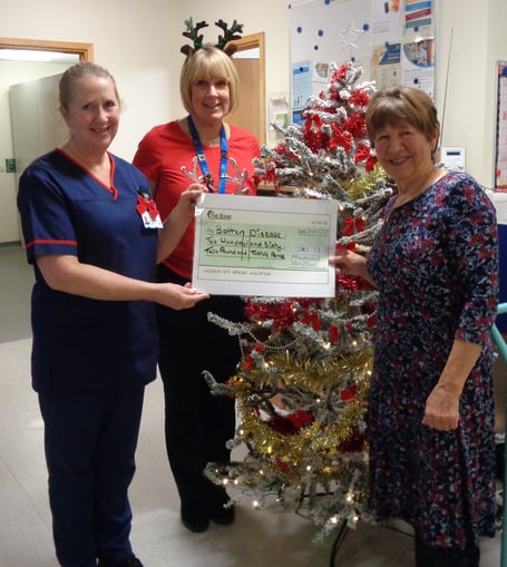 Minehead Hospital Sister Hayley Welsh, of Exmoor Ward, Gill Bishop, from the general office team, and retired nurse Margaret Endersby.