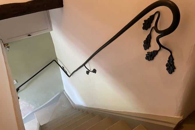 A staircase handrail made by West Country Blacksmiths, based in Allerford, on Exmoor.