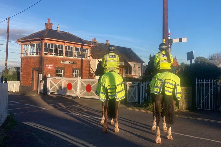 Mounted police in Minehead as police step up search for dangerous sex offender Richard Scatchard.