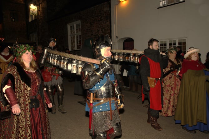 The lanterns procession at the 2023 Dunster by candlelight Festival.