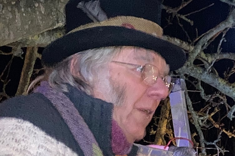Martyn Babb leads Carhampton's wassail ceremony for the last time.