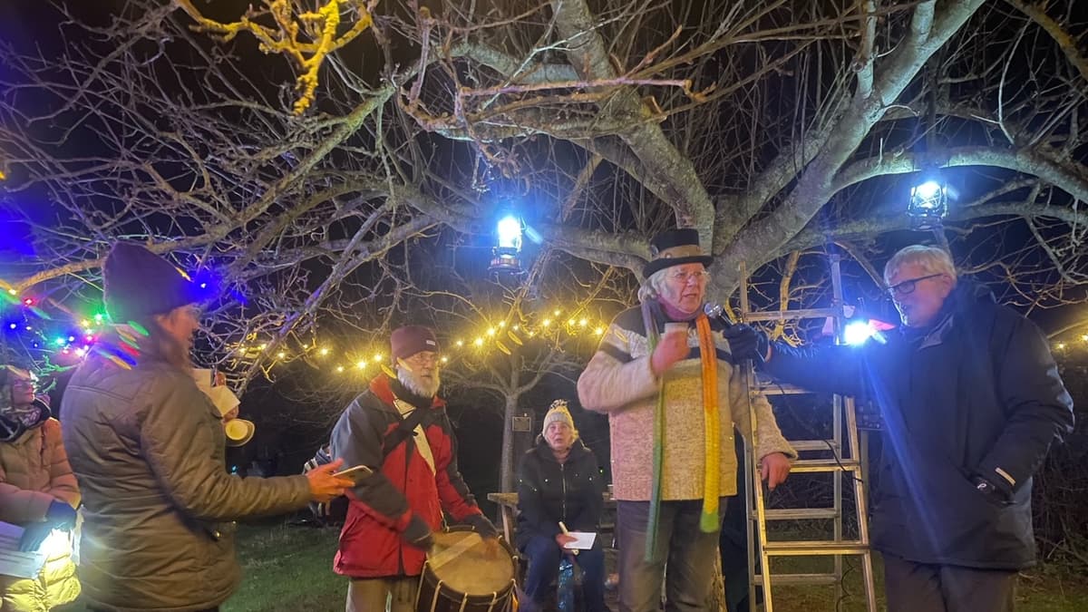 Martyn Babb leads wassail in Carhampton for last time before leaving the area 