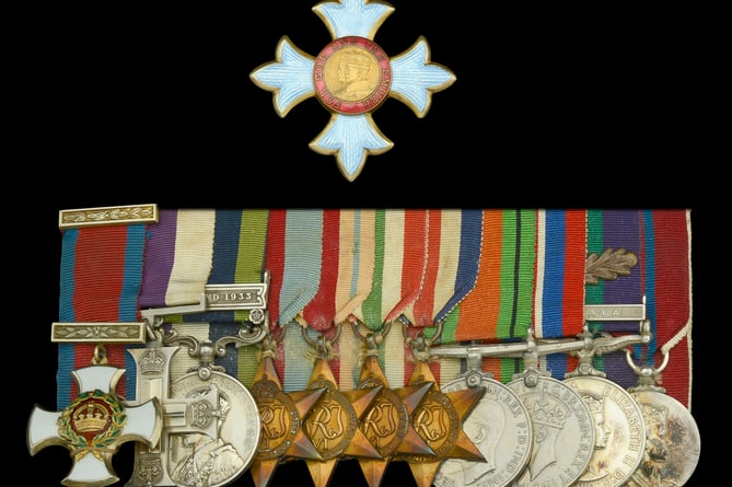 The collection of medals to be auctioned on behalf of the family of war hero Brigadier Sir Mark Henniker, who was born in Minehead.
