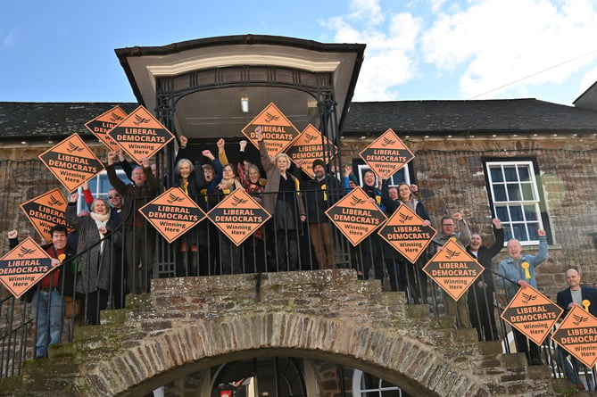 Liberal Democrat candidate Rachel Gimour launched her Parliamentary campaign on the steps of Dulverton Town Hall.