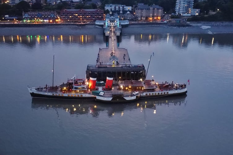The Waverley moored in Penarth, Wales, from where it sails to Minehead.